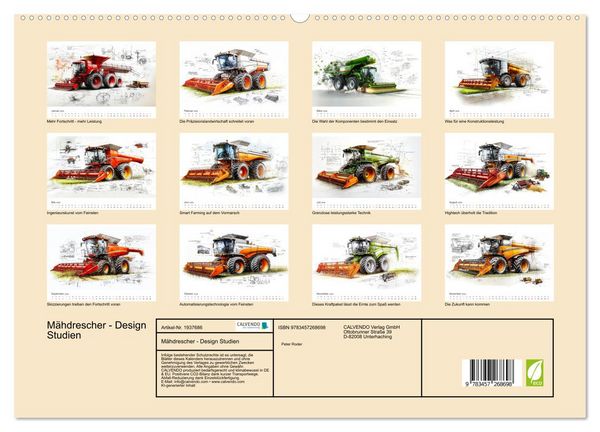 Produktbild: M&auml;hdrescher - Design Studien (hochwertiger Premium Wandkalender 2026 DIN A2 quer), Kunstdruck in Hochglanz