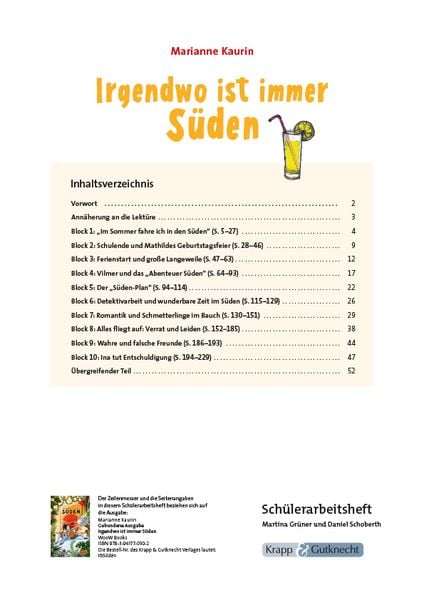 Irgendwo Ist Immer Süden Zusammenfassung Irgendwo ist immer Süden - Marianne Kaurin - Schülerarbeitsheft - Liebe