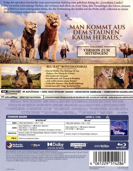 Produktbild: Mufasa - Der K&ouml;nig der L&ouml;wen - Steelbook - Limited Edition (4K Ultra HD) (+ Blu-ray)