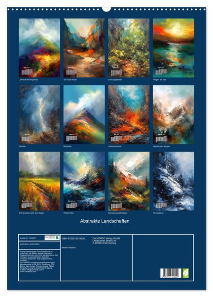 Produktbild: Abstrakte Landschaften (Wandkalender 2026 DIN A2 hoch), CALVENDO Monatskalender