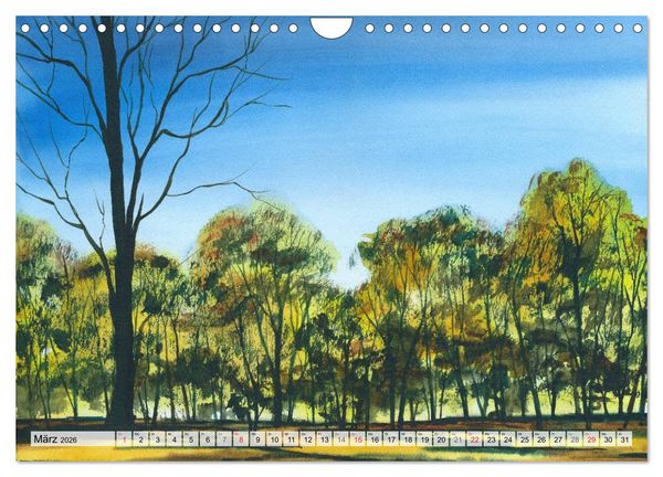 Produktbild: B&auml;ume in Aquarell (Wandkalender 2026 DIN A4 quer), CALVENDO Monatskalender