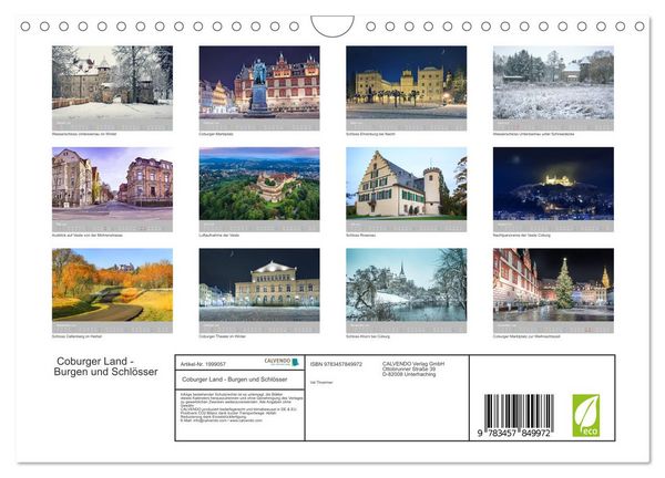 Produktbild: Coburger Land - Burgen und Schl&ouml;sser (Wandkalender 2026 DIN A4 quer), CALVENDO Monatskalender