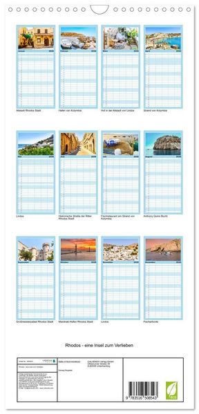 Produktbild: Familienplaner 2026 - Rhodos - eine Insel zum Verlieben mit 5 Spalten (Wandkalender, 21 x 45 cm) CALVENDO