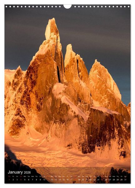 Produktbild: Majestic Mountains Cerro Torre & Fitzroy Patagonia / UK-Version (Wall Calendar 2026 DIN A3 portrait), CALVENDO 12 Month Wall Calendar