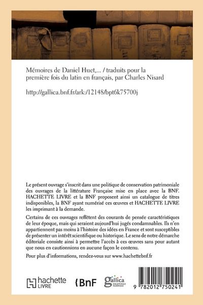 Produktbild: M&eacute;moires de Daniel Huet (&Eacute;d.1853)