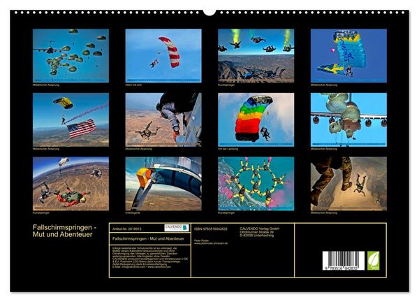 Produktbild: Fallschirmspringen - Mut und Abenteuer (hochwertiger Premium Wandkalender 2026 DIN A2 quer), Kunstdruck in Hochglanz