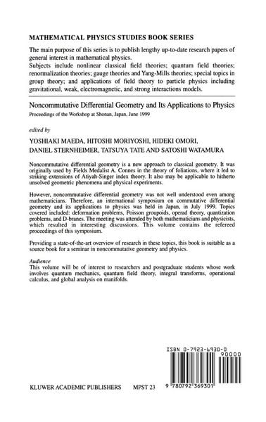 Produktbild: Noncommutative Differential Geometry and Its Applications to Physics
