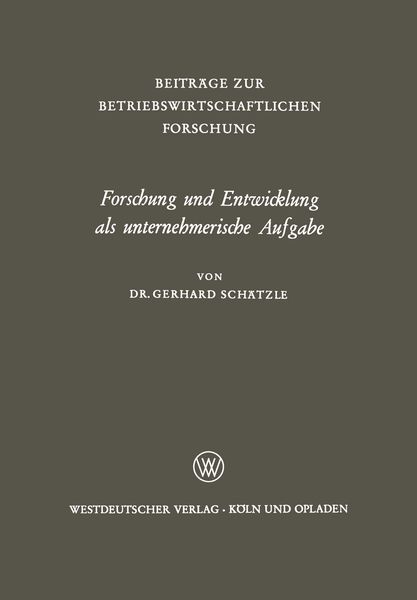 Produktbild: Forschung und Entwicklung als unternehmerische Aufgabe
