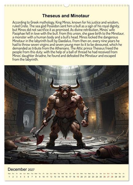 Produktbild: Legends of the Greek Mythology (Wall Calendar 2027 DIN A2 portrait), CALVENDO 12 Month Wall Calendar