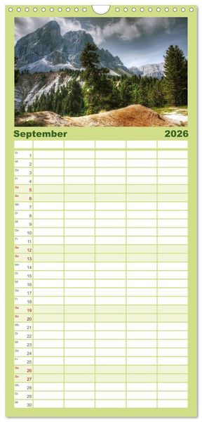 Produktbild: Familienplaner 2026 - S&uuml;dtirol - Gr&ouml;den und Alta Badia mit 5 Spalten (Wandkalender, 21 x 45 cm) CALVENDO