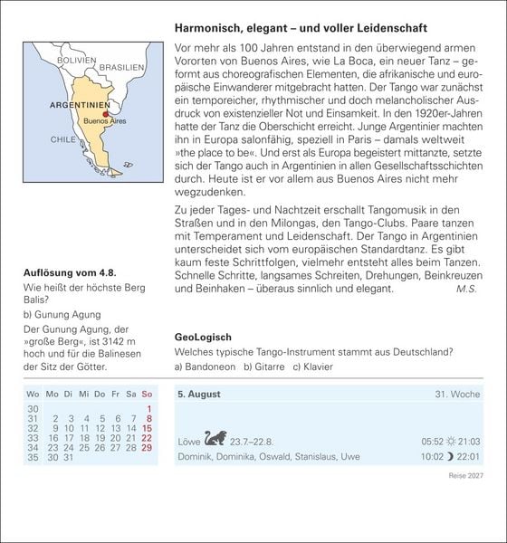 Produktbild: Reise Tagesabrei&szlig;kalender 2027 - Kulturkalender - St&auml;dte, Menschen, Landschaften