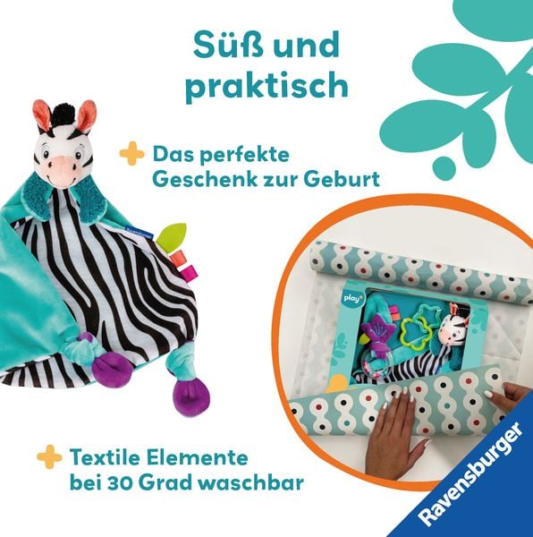 Produktbild: Play+ F&uuml;hlen, rasseln, spielen (Geschenk-Set: Zebra) - ab 0 Monate