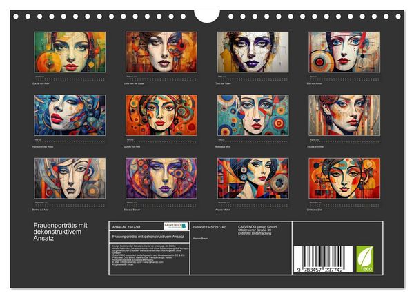 Produktbild: Frauenportr&auml;ts mit dekonstruktivem Ansatz (Wandkalender 2026 DIN A4 quer), CALVENDO Monatskalender