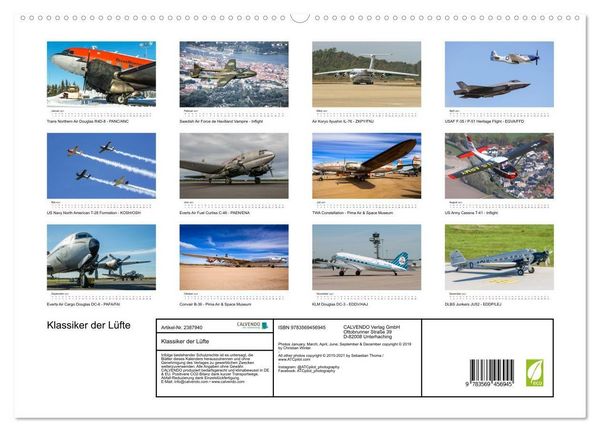 Produktbild: Klassiker der L&uuml;fte (hochwertiger Premium Wandkalender 2027 DIN A2 quer), Kunstdruck in Hochglanz