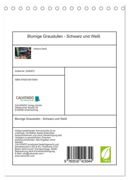Produktbild: Blumige Graustufen - Schwarz und Wei&szlig; (Tischkalender 2026 DIN A5 hoch), CALVENDO Monatskalender