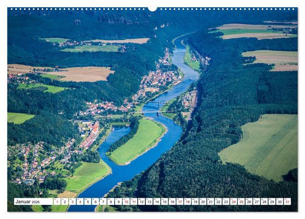 Produktbild: Sachsens Glanz - historische H&ouml;hepunkte aus der Vogelperspektive (Wandkalender 2026 DIN A2 quer), CALVENDO Monatskalender