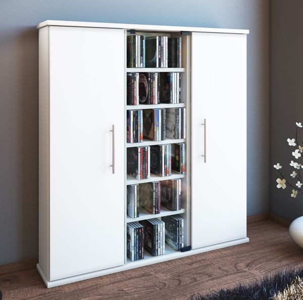 Produktbild: Holz CD DVD Stand Regal Schrank Santo Glast&uuml;r