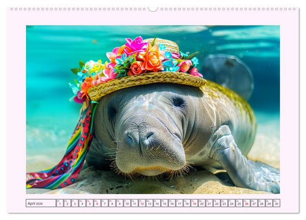 Produktbild: Modische Manatees. Charmante Seek&uuml;he mit Stil (hochwertiger Premium Wandkalender 2026 DIN A2 quer), Kunstdruck in Hochglanz