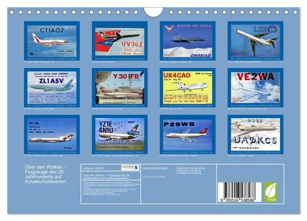 Produktbild: &Uuml;ber den Wolken - Flugzeuge des 20. Jahrhunderts auf Amateurfunkkarten (Wandkalender 2026 DIN A4 quer), CALVENDO Monatskalender