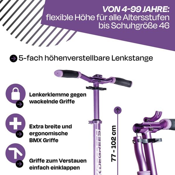 Produktbild: SIX DEGREES Aluminium Scooter 205 mm lila