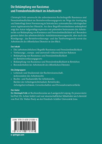 Produktbild: Die Bek&auml;mpfung von Rassismus und Fremdenfeindlichkeit im Arbeitsrecht