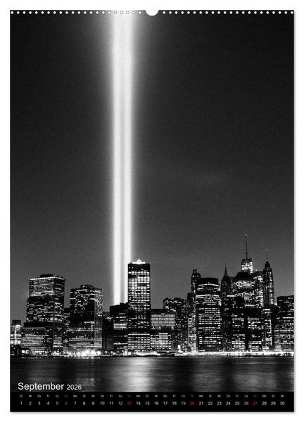 Produktbild: New York City Schwarz auf Wei&szlig; (Wandkalender 2026 DIN A2 hoch), CALVENDO Monatskalender
