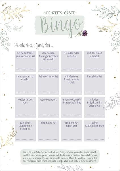 Produktbild: Hochzeits-G&auml;ste-Bingo