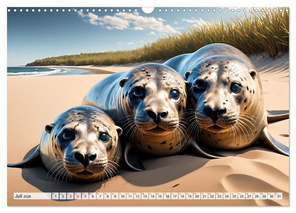 Produktbild: Freche Seehunde (Wandkalender 2026 DIN A3 quer), CALVENDO Monatskalender