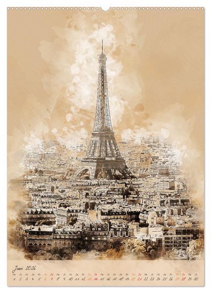 Produktbild: Paris - la Ville de l'amour (Wandkalender 2026 DIN A2 hoch), CALVENDO Monatskalender