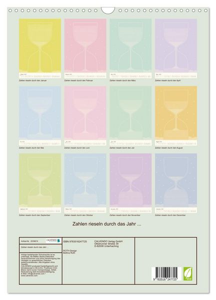 Produktbild: Zahlen rieseln durch das Jahr ... (Wandkalender 2026 DIN A3 hoch), CALVENDO Monatskalender