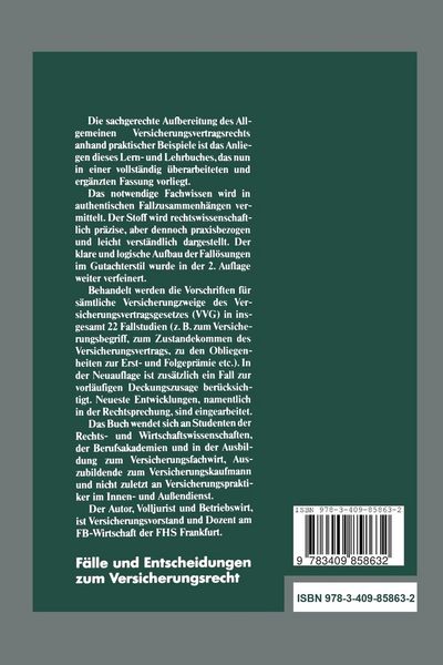 Produktbild: F&auml;lle und Entscheidungen zum Versicherungsrecht
