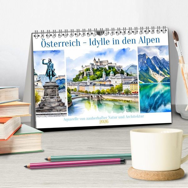 Produktbild: &Ouml;sterreich - Idylle in den Alpen (Tischkalender 2026 DIN A5 quer), CALVENDO Monatskalender