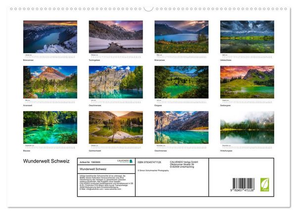 Produktbild: Wunderwelt Schweiz (hochwertiger Premium Wandkalender 2026 DIN A2 quer), Kunstdruck in Hochglanz