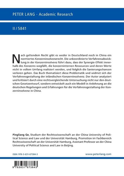 Produktbild: Die Verfahrensgestaltung der Konzerninsolvenz in Deutschland und China