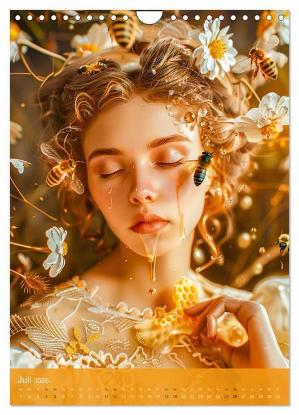 Produktbild: Bienenk&ouml;nigin - Goldene Harmonie von Sch&ouml;nheit, Honig und Bienen (Wandkalender 2026 DIN A4 hoch), CALVENDO Monatskalender