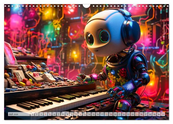 Produktbild: Die Welt der kleinen Robots (Wandkalender 2026 DIN A3 quer), CALVENDO Monatskalender
