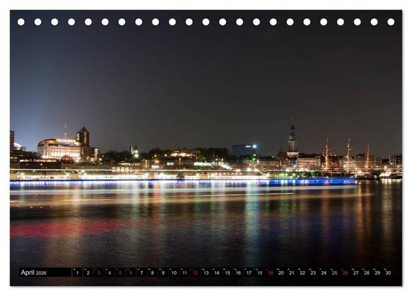 Produktbild: Mein Hamburg - Am sch&ouml;nsten bei Nacht (Tischkalender 2026 DIN A5 quer), CALVENDO Monatskalender