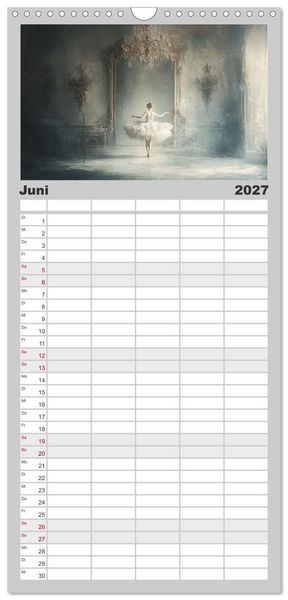 Produktbild: Familienplaner 2027 - Im Pas de Deux mit der Stille mit 5 Spalten (Wandkalender, 21 x 45 cm) CALVENDO