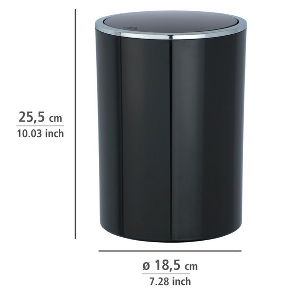 Produktbild: Schwingdeckeleimer Mod. Inca Black, hochwertiger Kunststoff, 5 Liter