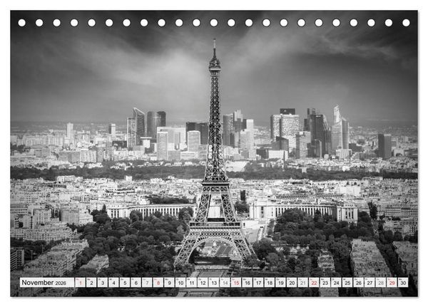 Produktbild: PARIS Monochrome Impressionen (Tischkalender 2026 DIN A5 quer), CALVENDO Monatskalender