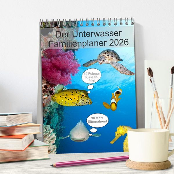 Produktbild: Der Unterwasser Familienplaner 2026 (Tischkalender 2026 DIN A5 hoch), CALVENDO Monatskalender