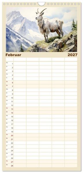 Produktbild: Familienplaner 2027 - Die Magie der Bergwelt mit 5 Spalten (Wandkalender, 21 x 45 cm) CALVENDO