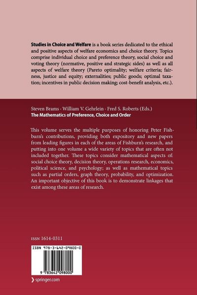 Produktbild: The Mathematics of Preference, Choice and Order