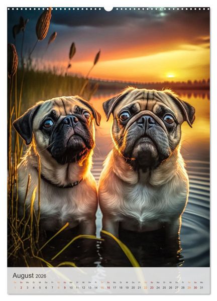 Produktbild: Mein Mops-Kalender (hochwertiger Premium Wandkalender 2026 DIN A2 hoch), Kunstdruck in Hochglanz