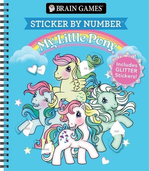 Brain Games - Sticker by Number: My Little Pony - For All Ages Includes Glitter Stickers Perforated, Spiral Bound Nostalgic Activity Book Gift,