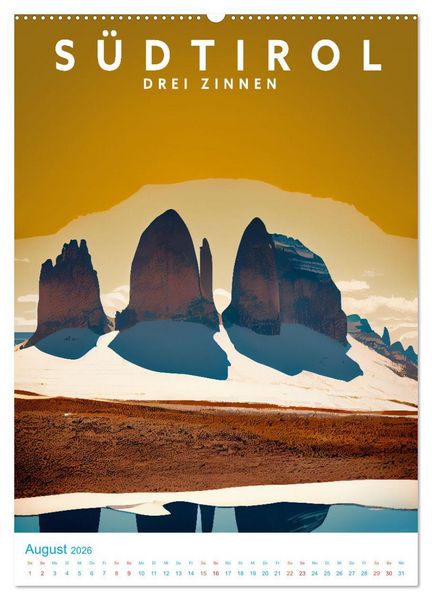 Produktbild: S&uuml;dtirol - Old School Poster Style (hochwertiger Premium Wandkalender 2026 DIN A2 hoch), Kunstdruck in Hochglanz