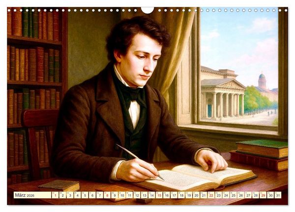 Produktbild: Heinrich Heine. Sein Leben, seine literarischen Werke (Wandkalender 2026 DIN A3 quer), CALVENDO Monatskalender