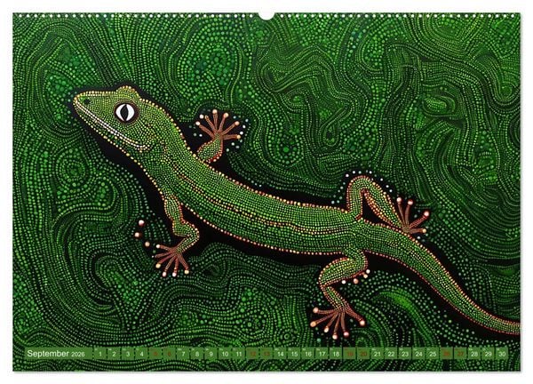 Produktbild: Traumzeit - KI-generierte Aborigine-Kunst aus dem Herzen Australiens (hochwertiger Premium Wandkalender 2026 DIN A2 quer), Kunstdruck in Hochglanz
