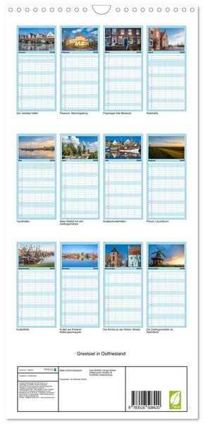 Produktbild: Familienplaner 2026 - Greetsiel in Ostfriesland mit 5 Spalten (Wandkalender, 21 x 45 cm) CALVENDO