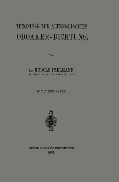 Produktbild: Zeugnisse zur Altenglischen Odoaker-Dichtung